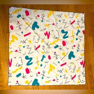 Vintage Abstract Geometric Fabric Square from 1980s